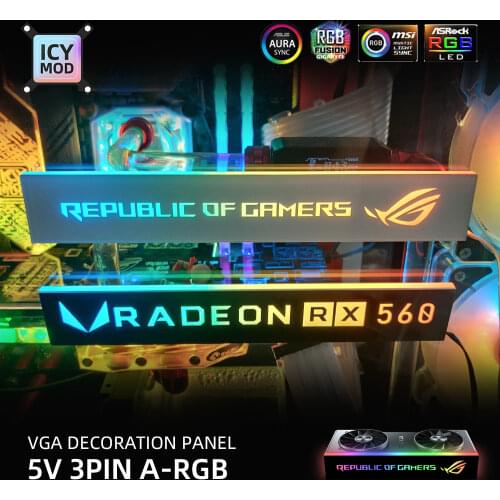 RGB GPU Side Panel Customizable A-RGB VGA Decoration Video Card Cover Customize 5V3PIN/12V4PIN AURA Cooler Custom Lighting Board