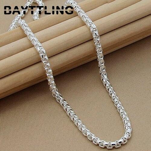 BAYTTLING New 925 Sterling Silver 5MM 20/24 Inch Box Chain Necklace For Women Men Fashion Wedding Gift Jewelry