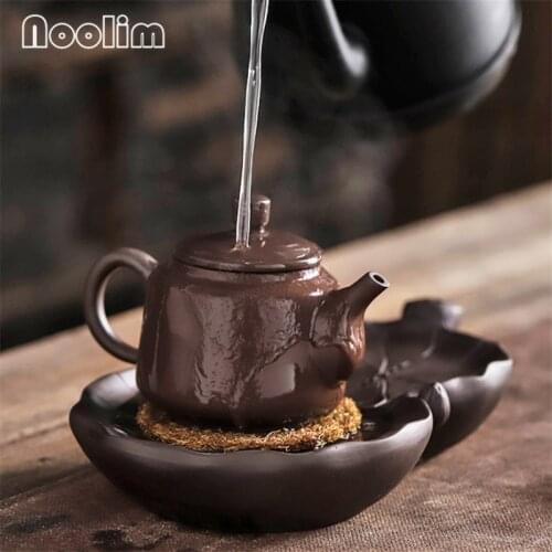 Retro Purple Clay Tea Table Water Cup Draining Storage Holder Ceramic Tea Tray Simple Household Teahouse Tools