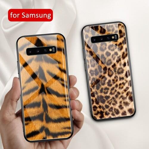 For samsung s21 case Glass cover tiger zebra leopard skin case for Samsung Galaxy S8 S9 S10 S20 plus Note 8 9 10 plus S10e ultra