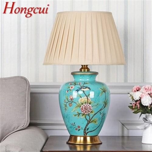 Hongcui Ceramic Table Lamp Desk Light Luxury Modern LED Pattern Design For Home Bedroom Living Room
