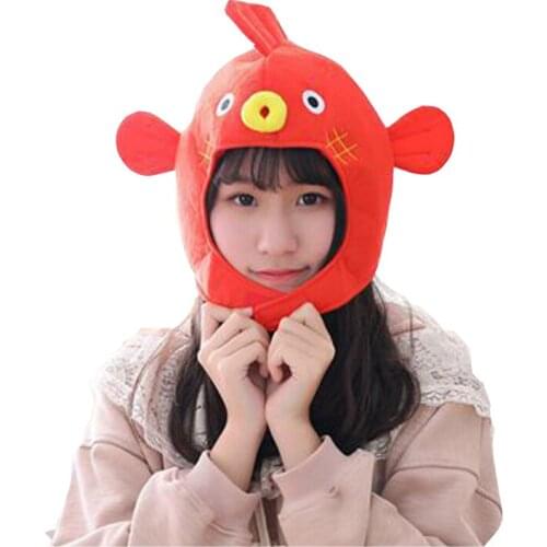 Korean girl heart cartoon puffer fish headgear hat plush toy hat stuffed toy cap