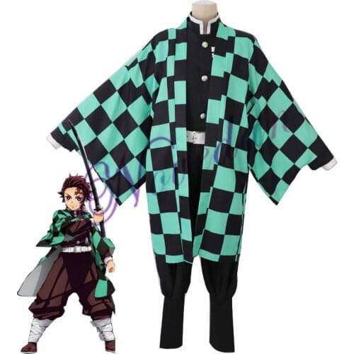Anime Costume Demon Slayer Cosplay Tanjirou Kamado Cosplay Costume Kimetsu no Yaiba Men Kimono Halloween Costume