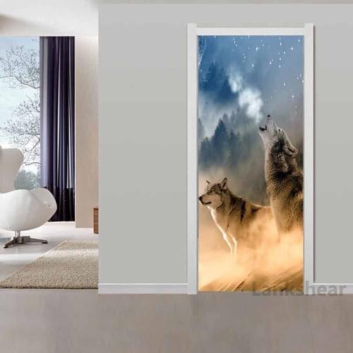 Creative 3D Wolf Dog Roar for Living Room Bedroom Door Decoration Sticker Wallpaper Mural Pvc Selfadhesive Waterproof Home Decor
