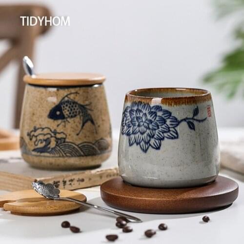 380ml Kitchen Home Kiln Change Color Glaze Retro Style Ceramic Mug Milk Oatmeal Coffee Breakfast Cup Special Creative Gift