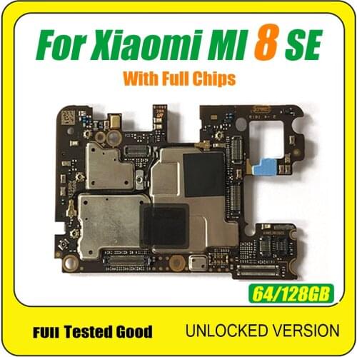 64G 128G Original Unlock Mainboard For Xiaomi Mi8 SE Mi 8 SE MI 8SE Motherboard Circuits Logic Main Board Full Chips Flex Cable