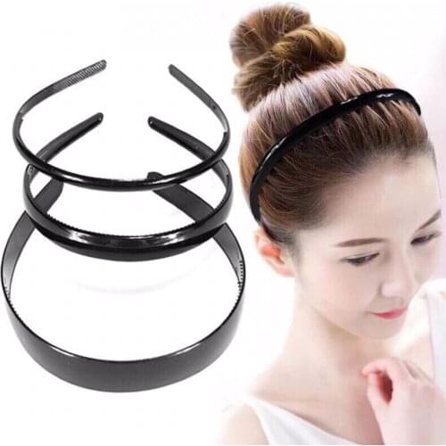 Fashionable and Simple Bright Black Multi-size Plastic Toothed Headband Neutral Wave Headband Sports Headband Hair Accessories