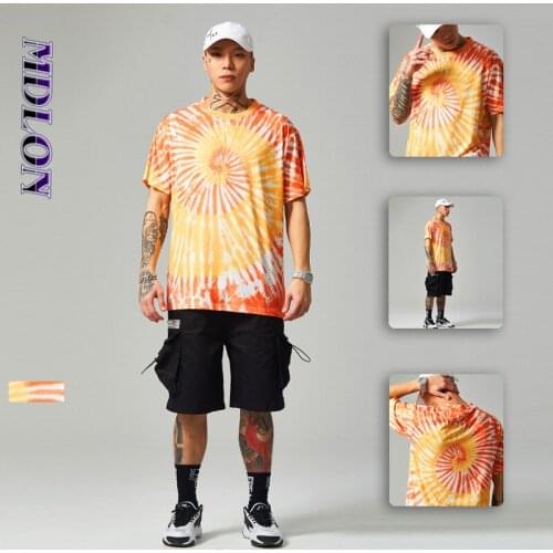 Summer New Street Abstract Personality Short-sleeved Spiral Tie-dye Loose Short-sleeved Mens T-shirt Trend -40