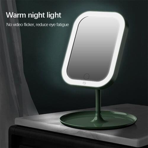 Desktop Makeup Mirror Illuminated USB Charging Table Mirror With Adjustable Light Touch Screen Cosmetic Mirror espejo con luz