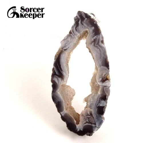 Natural Geode Agates Slice Pendants Necklace Crystal Raw Rock geode Mineral Energy Quartz Reiki Healing Decoration Crafts BD280