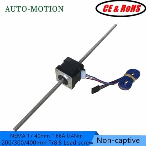 NEMA 17 non-captive stepper motor with 600mm Tr8*8 lead screw NEMA17 linear stepper motor 40mm 1.68A 0.4Nm for 3D printer