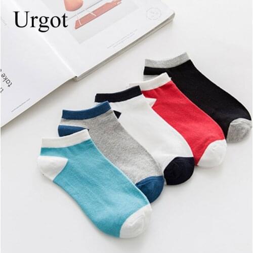 Urgot 10pcs=5pairs Mens Socks Cotton Boat Socks All Seasons Spring Autumn Male Casual Harajuku Breathable Men Ankle Sock Meias