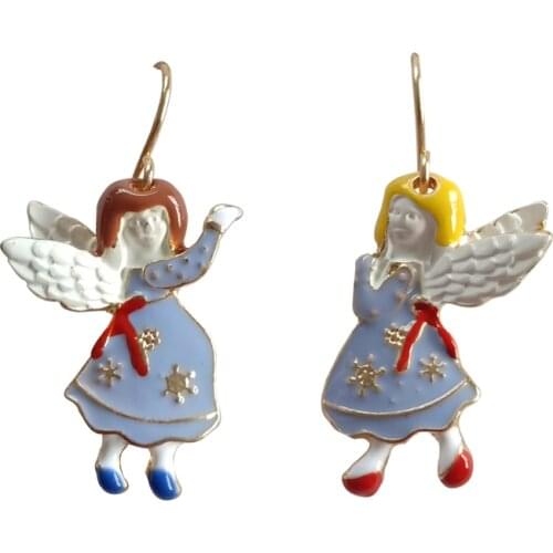 Wholesale 10 pair / lot Fashion trendy jewelry metal enamel angel earrings