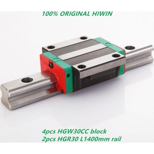 Original HIWIN 2pcs Linear HGR30 guide Length 1400mm rails and 4pcs HGW30CC linear flanged carriage blocks