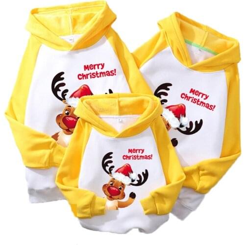 2021 Christmas Family Matching Outfits Mother Dad Son Daughter Hooded Sweatshirt Autumn Mom Boys Girls Kids Cotton Hoodies
