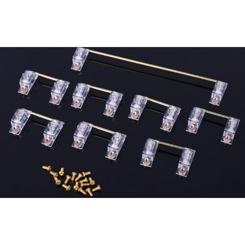 PCB Mounted Screw-in Clear Gold Plated Cherry Stabilizers Satellite Axis 6.25u 2u For Mechanical Keyboard Modifier Keys