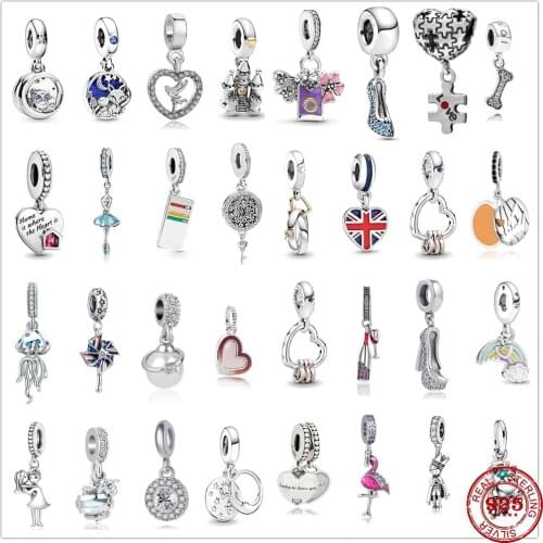 925 Sterling Silver Love My Home Heart Dangle Dangle Charms Pendant DIY fine beads Fit Original Pandora Charm Bracelet Jewelry