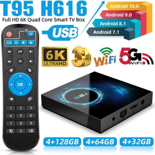 T95 H616 128GB 64GB 32GB Smart TV Box Android 10.0 Full HD 6K Quad Core 2.4G WIFI Allwinner Cortex-A53 UHD Media Player Streamer