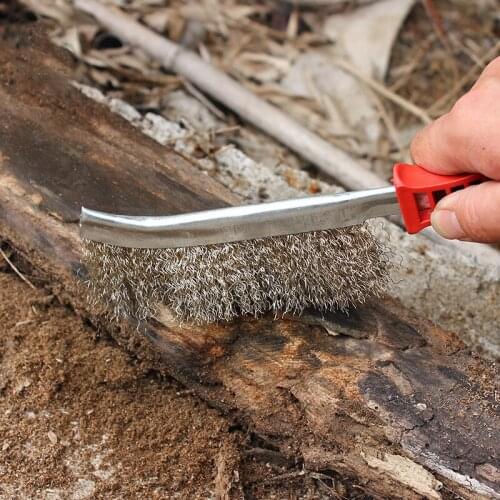 Hand Brush Tools Steel For Rust Red+Silver Stainless Wire Cleaning Removal Welding