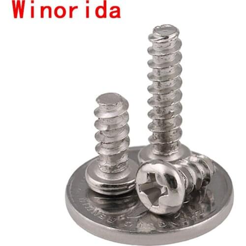GuHua Cross Round Head Flat End Self Tapping Mini Screw PB Nickel Philips Pan Head Flat Tail Tapping Screws M1.4M2M2.3 500PCS