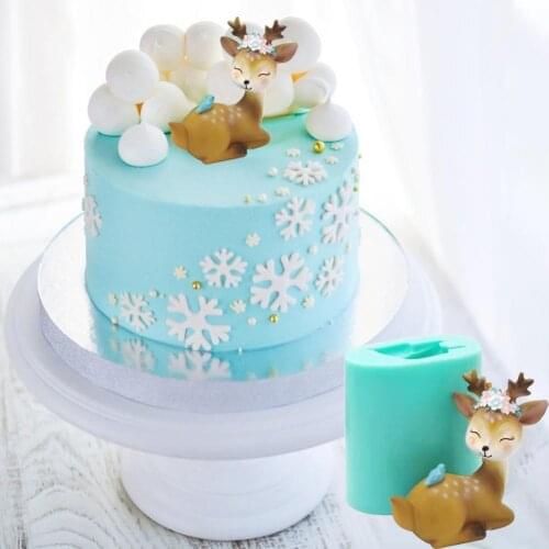 Sika Deer Silicone Mold Handmade Nonstick Soap Candle 3D Mould For DIY Crafts Cake Decoration Christmas Party Props