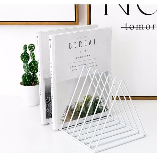 Nordic Triangle Simple Wrought Iron Desktop Storage Rack Shelf File Magazine Bookend Office Rack Holder Office Desk Organizer