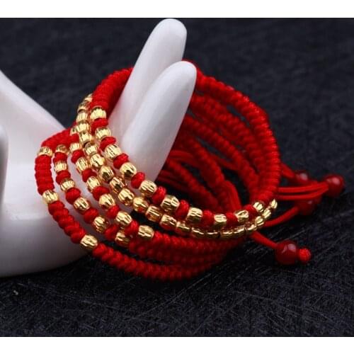 SOLID 24K YELLOW GOLD BRACELET WOMEN 999 GOLD BEADS STRING WEAVE BRACELET