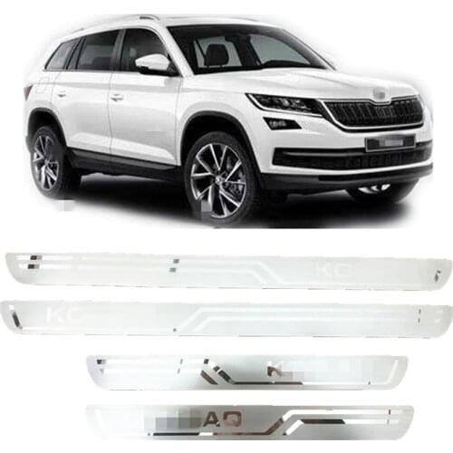 Ultra Thin Stainless Steel Scuff Plate Door Sill Cover Sticker Suitable for Skoda KODIAQ 2016 2017 2018 2019 2020