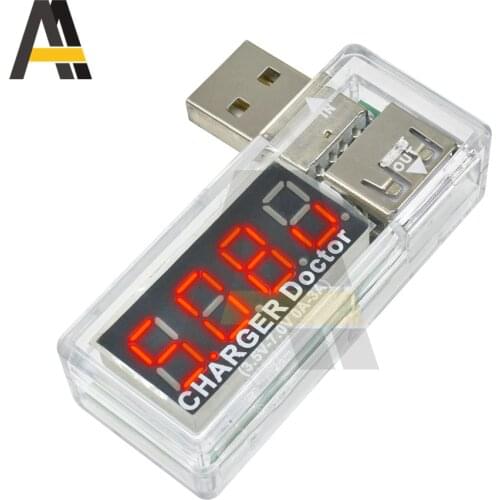 LCD Digital Display USB Tester Voltmeter Ammeter Current Voltage Tester L-Type USB Charge Transparent Power Meter