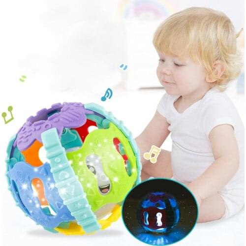 10cm Lovely Colorful Babies Soft Hand Grab Rattle Ball Sound Light Toddler Early Educational Cognition Teething Toy