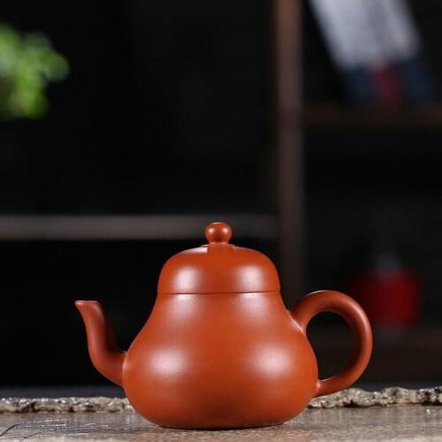 Yixing famous purple clay pot full manual pot raw ore Zhuni Siting pot Kungfu teapot teapot gift 140 ml