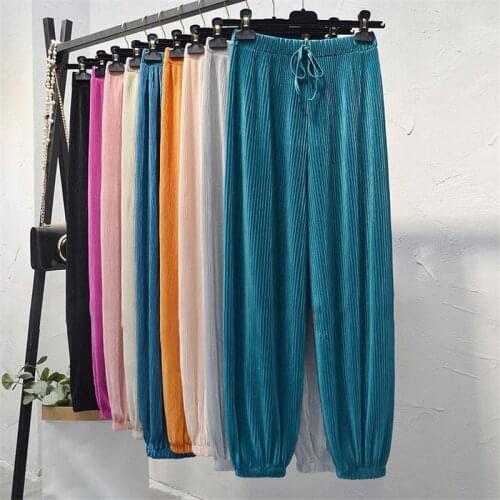 Women Drawstring High Waist Ankle-Length Pants Pleated Loose Hip Hop Pants Streetwear Plus Szie M-5XL 6XL 7XL