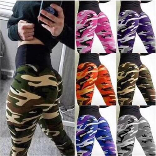 2020 Women Legging Camouflage Digital Printing High Rise Hip Yo-ga Pants Pleated on Sport Leggings Women Workout Leggings