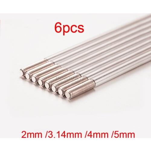 6Pcs 2/3.14/4/5mm Hard Shaft Thread Axle Spare Parets for DIY RC Models Electric Boat Drive Shaft Ship Model Parts
