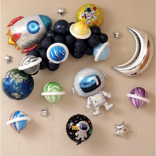 1pc landing moon astronaut rocket plane moon foil balloon boy hero dream birthday party decoration childrens day gift