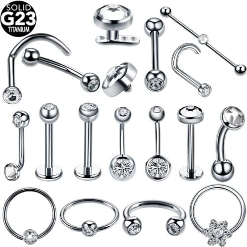 1PC Titanium Nose Studs Lip Piercings Rook Piercings Dermal Tongue Ear Industrial Captive Bead Ring Pussy Piercing Nipple Rings