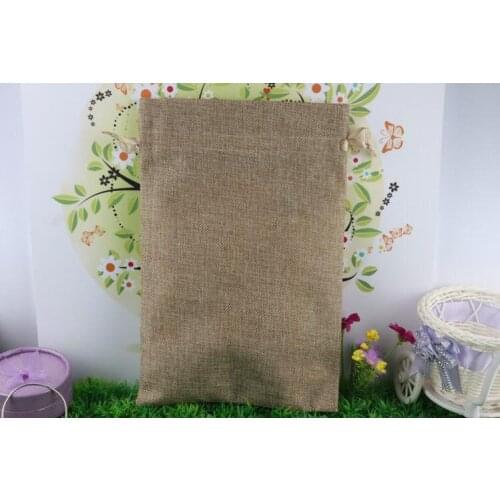 16*20 50pcs Jute Sacks Drawstring gift bags for jewelry/Accessories/Cosmetic/wedding/christmas Linen pouch Packaging Bag