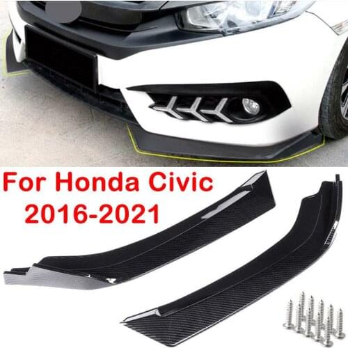 Car Front Bumper Lip Splitter Fins Body Spoiler Canards Valence Chin for Civic two pcs(R+L)