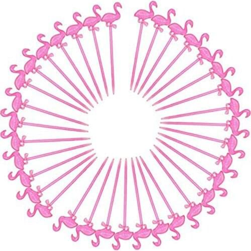 3.2" Plastic Pink Flamingo Picks Cocktail Picks Appetizer Picks Plastic Drink Picks for Tropical Party Decoration and Supplies