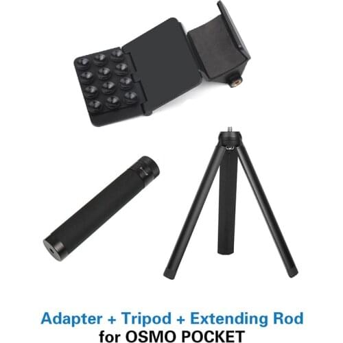 3 in1 osmo Pocket selfie stick rod + tripod + Mobile phone Sucker adapter clip For DJI osmo Pocket 2 1 camera gimbal Accessories