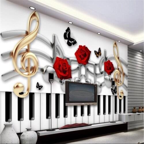 Beibehang Custom wallpaper murals any size photo 3D guitar rock brick wall KTV background music fashion trend bar wallpaper