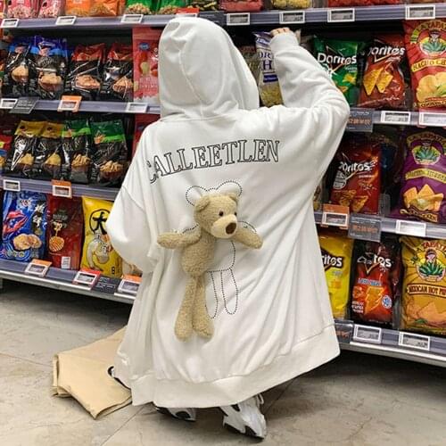 40# Kawaii Bear hoodies women Korean Style Streetwear Oversized Loose Pullover hoodie Long Sleeve Hood Pullovers Sweatshirt