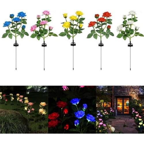 5-Head Solar Flower Light Rose Flower Lamp 3 Led Solar Light For Garden Decoration Waterproof Outdoor Landscape Lawn Yard Lamp