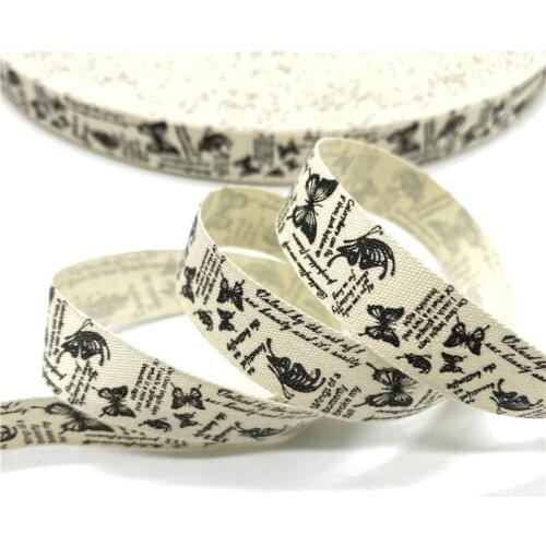 5Yards 15mm Cotton Ribbon Black and white pattern Printed Cotton Ribbons For Wedding Christmas Decoration DIY Sewing Fabric #16