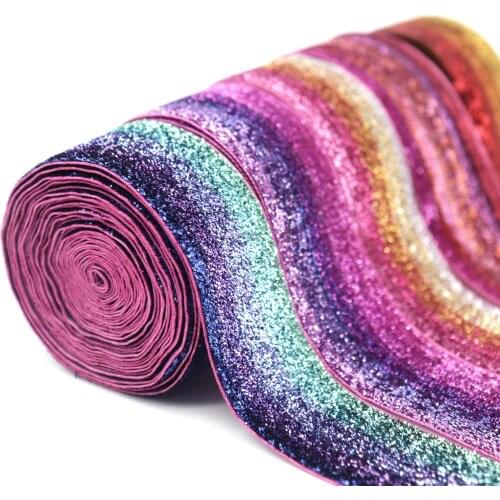 5Yard 38mm Glitter Velvet Ribbon Handcraft Sewing Fabric Gift Wrapping Rainbow Ribbon Wedding Christmas DIY Decorations Supplies