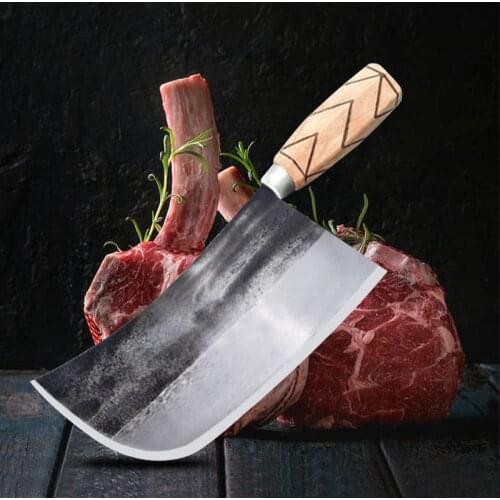 8Inch Forged Handmade Steel High Carbon Chopping Knife Butcher Bone Meat Chicken Kitchen Tools Chinese Chef Knife Boning Slicing