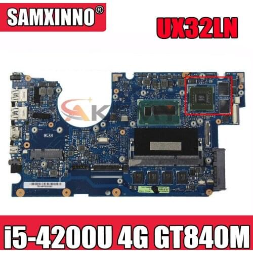 Akemy UX32LN Motherboard REV2.0 i5-4200U 4G Memory GT840M For Asus UX32LN UX32L Laptop motherboard UX32LN Mainboard test ok