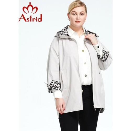 Astrid 2021 Spring Autumn Womens Plus Size Double Sided Jacket Warm with hood zipper Leopard Coat Women Parkas Outerwear 9736
