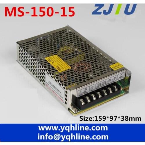 Free shipping 150W 15V 10A Mini size LED Switching Power Supply ac-dc transformer 150w 15v output smps (MODEL: MS-150-15)
