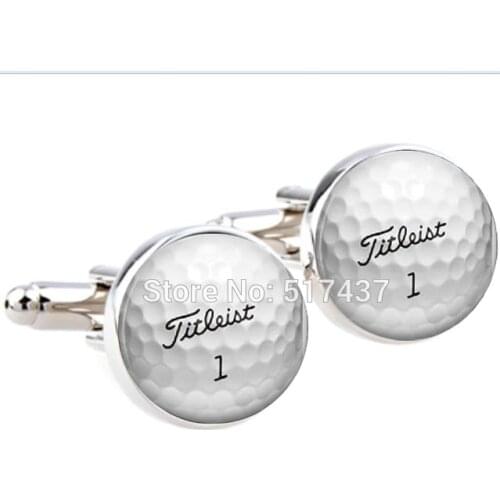 CF-0088 wholesale wedding cufflinks for mens Golf Ball Cufflinks Round Glass Hand made CuffLinks men cuff links